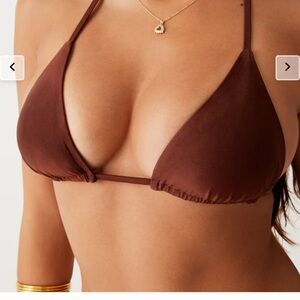 Frankies Bikinis - Nick Triangle Halter Bikini Top - Cinnamon